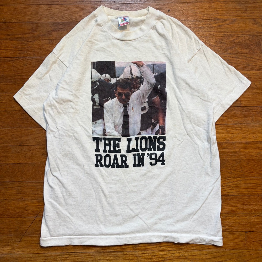 Vintage 1994 Penn State Joe Paterno The Lions Roar T-Shirt Large White USA Made